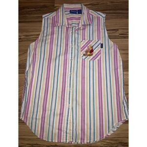 Vintage‎ Winnie Pooh Bear Disney womens large Embroidered Sleeveless Blouse
